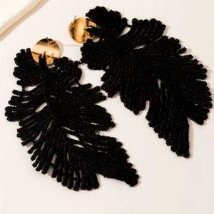 BRAND NEW! Bohemian Black Leaf Earrings